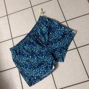 No Boundaries Men's Elastic Waist Swim Trunks 6" Inseam Blue Cheetah 2XL (44-46)